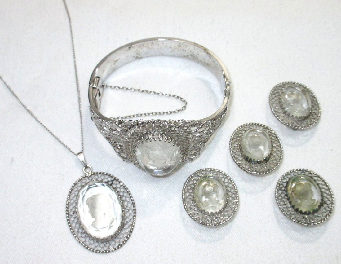 4pc Whiting & Davis Intaglio Cameo Set (1 of 8)