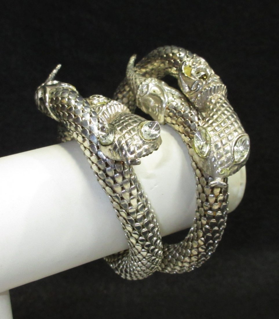 Pr. Silver Armor Mesh Coiled Snake Bracelets (1 of 5)