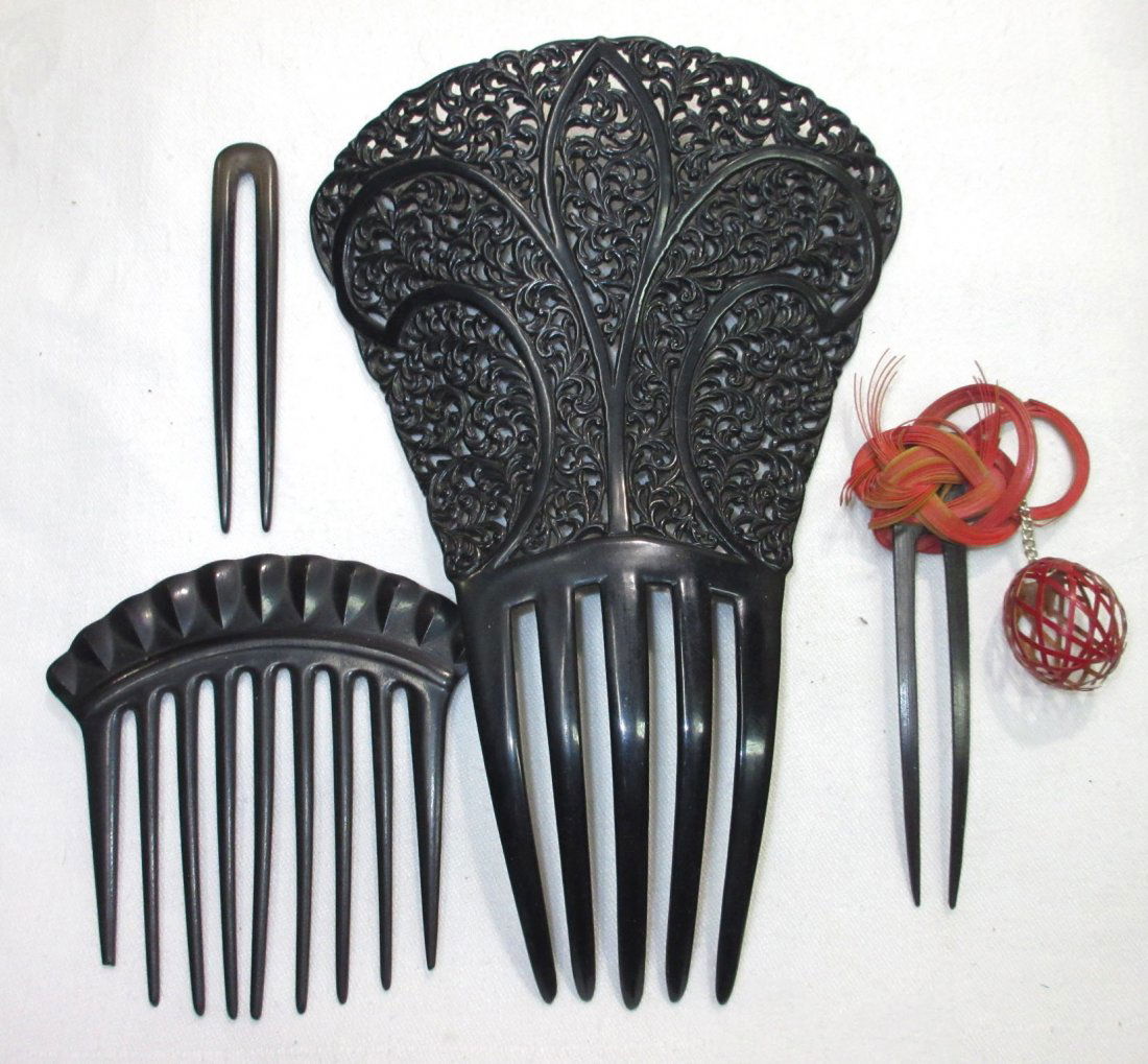 Faux Ebony Back Hair Comb + 3 Pins (1 of 5)