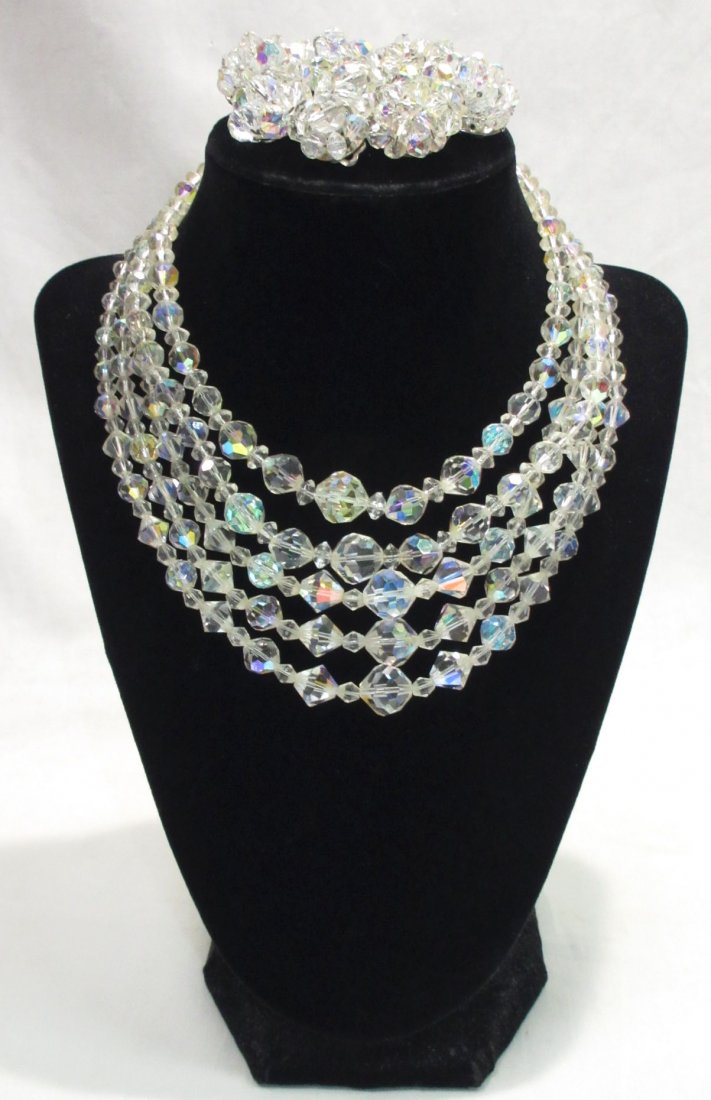 2 Crystal Bead Chokers & 4Pr.s Earrings (1 of 7)