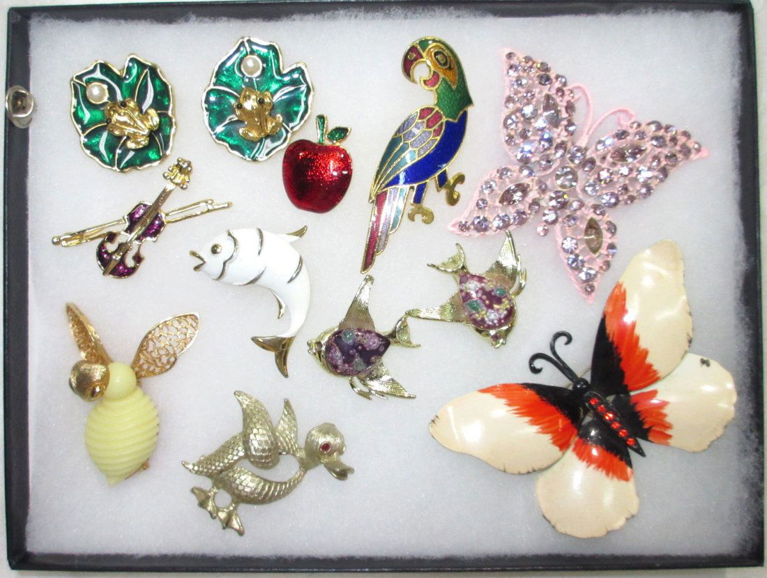 12pc Enameled Butterfly, Frog,Fish & More (1 of 5)