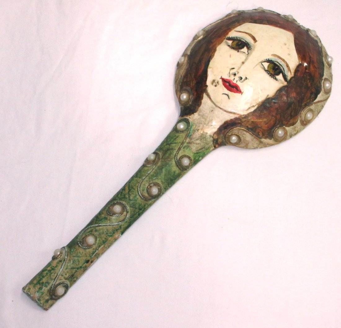 Folk Art H.P. Hand Mirror: 17 1/2"x 6 3/4" x 2"