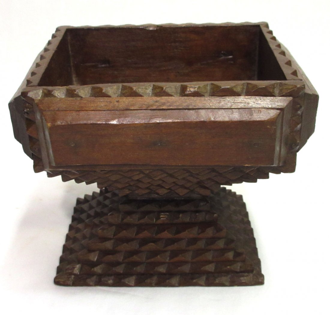 Tramp Art Vase: 4 1/2"T x 5 3/4" x 5"