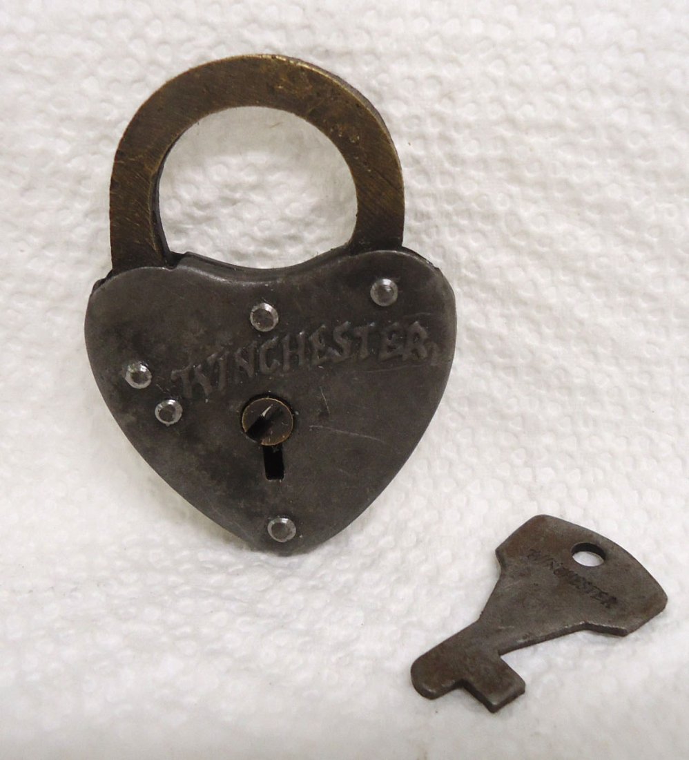 Modern Brass & Steel Winchester Lock w/key (1 of 3)