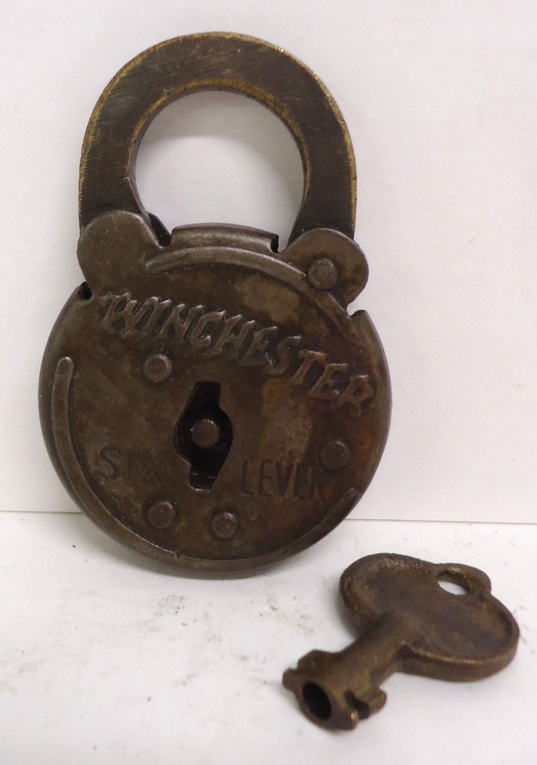 Modern Brass & Steel Winchester Lock w/key (1 of 2)