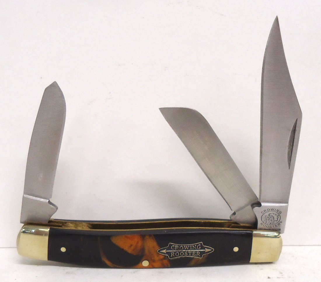 Crowing Rooster 3 Blade Pocket Knife: 3 7/8"