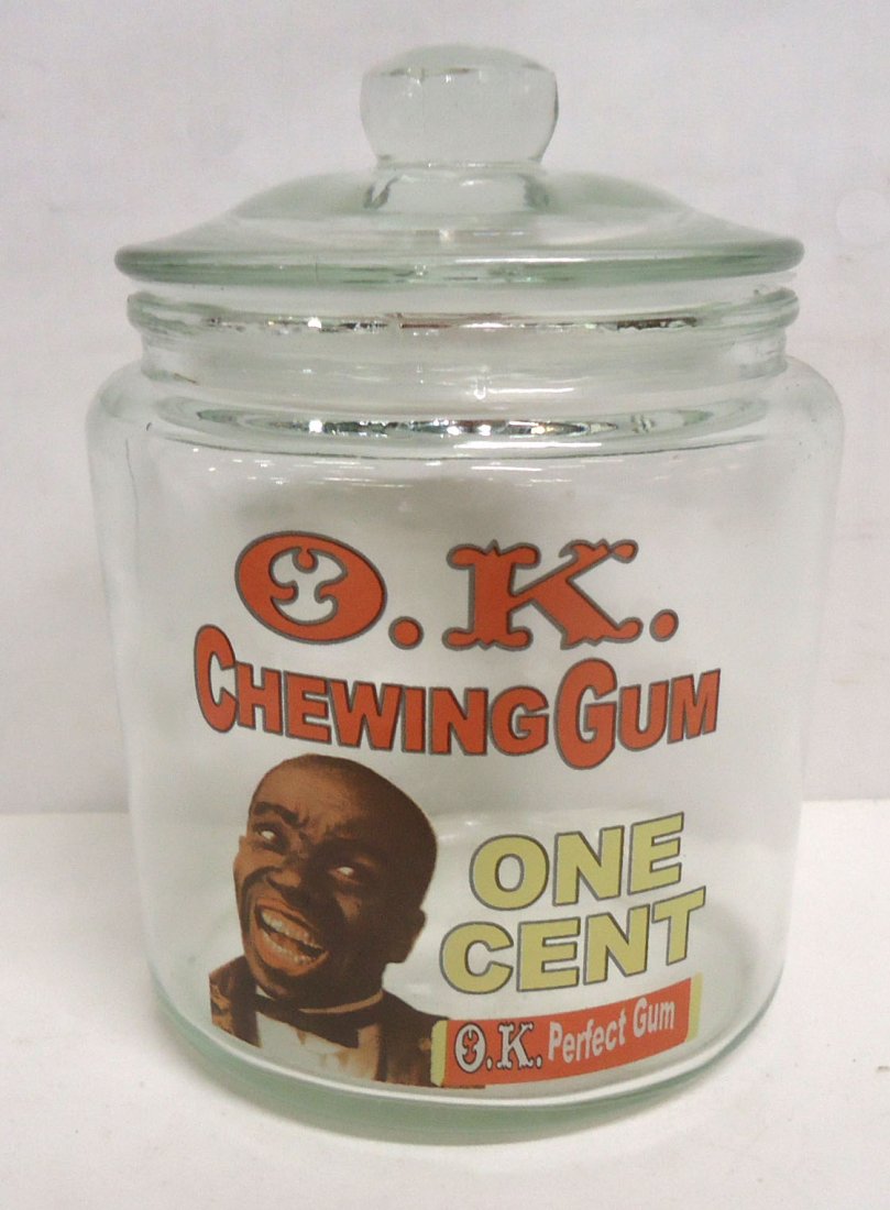 Modern O.K. Chewing Gum Store Jar: 6" x 4 1/4"
