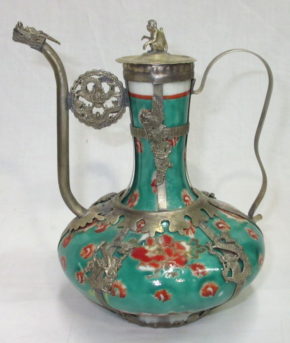 Oriental Tea Pot W/ Monkey Finial (1 of 5)