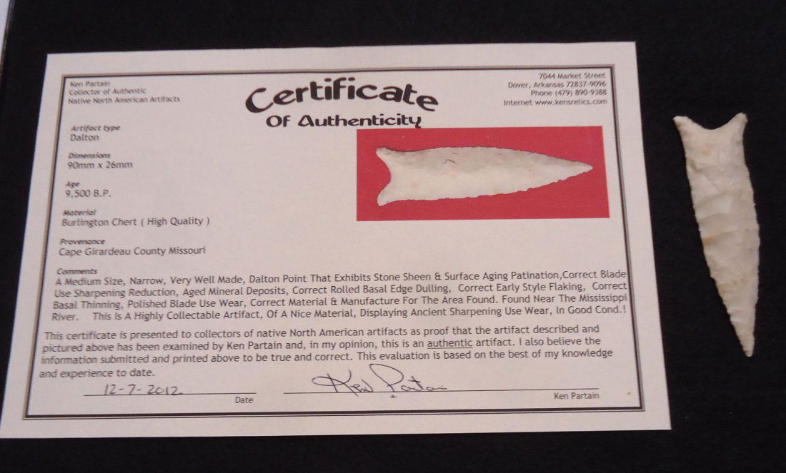 3 1/2" Dalton Arrowhead C.O.A. (1 of 3)