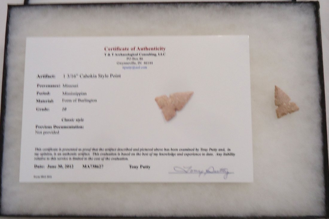 1 3/16 Cahokia Style Arrowhead C.O.A. (1 of 3)