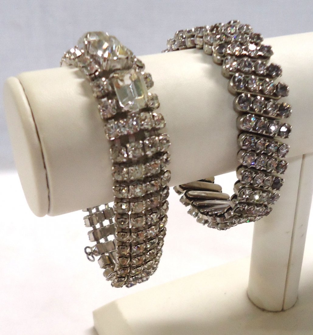 2 Rhinestone Bracelets, 1 is by Kramer: 6 1/2"-7"
