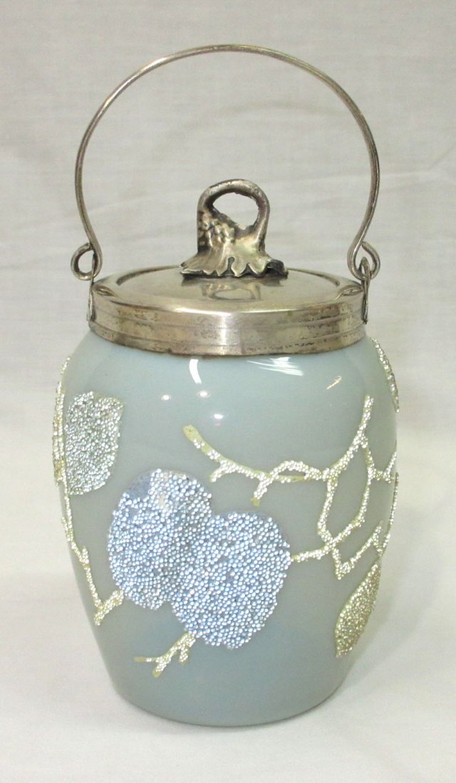 Opaline Jar with Coraline Décor: 5 1/4" x 3"