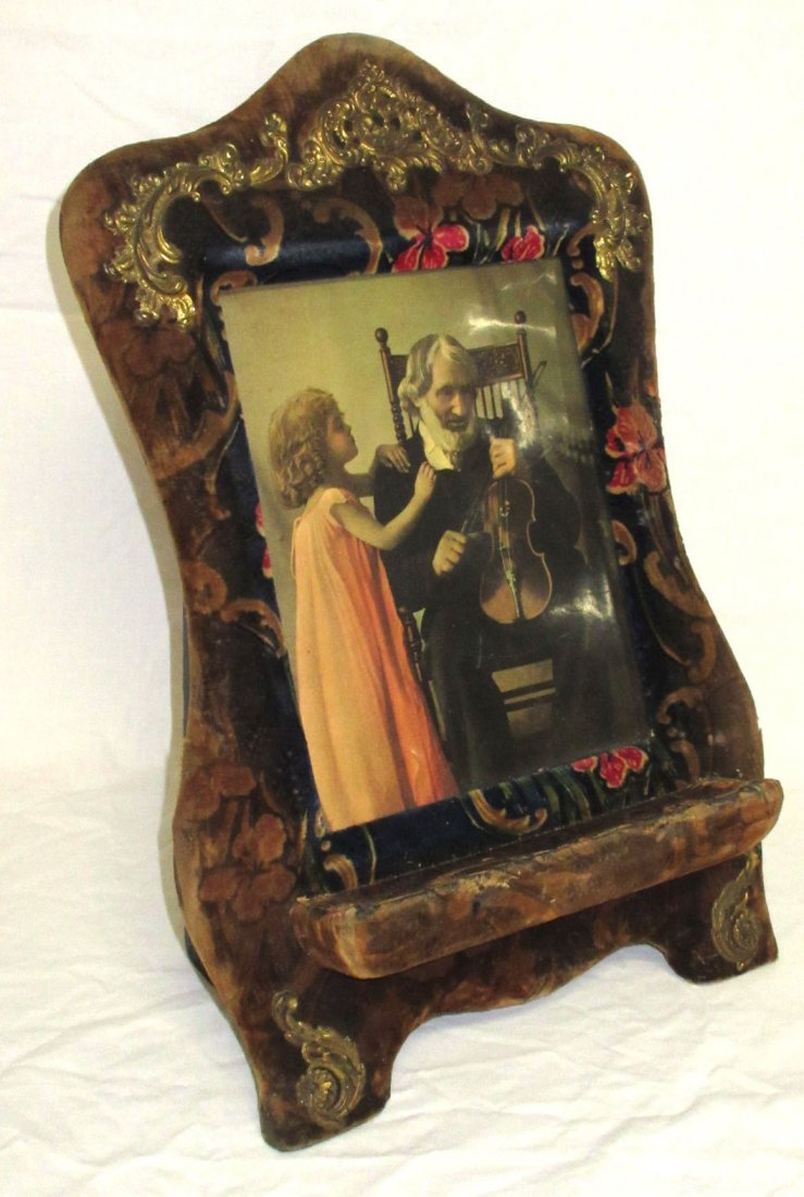 Celluloid Easel: 15 1/2" x 11 1/2" x 5 1/2" Velvet frame with ormolu