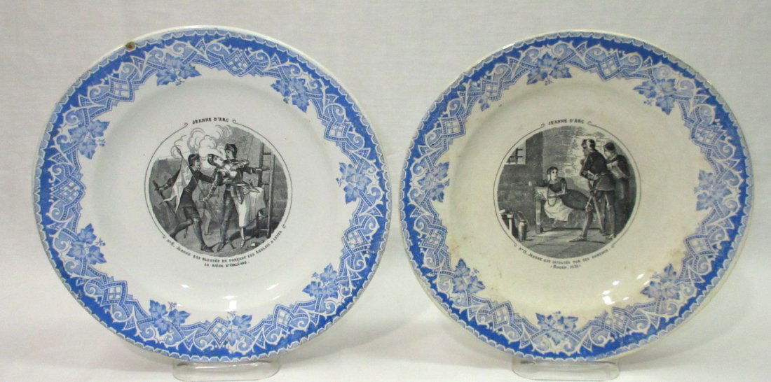 (2) 19C French Jeanne D'Arc Transfer Plates (1 of 8)