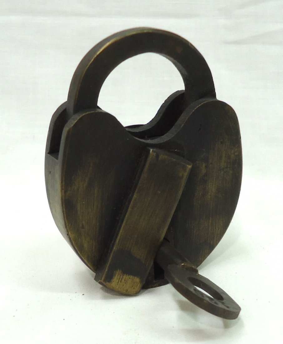 Modern KKK Brass Lock & Key: 3" x 2 1/2"