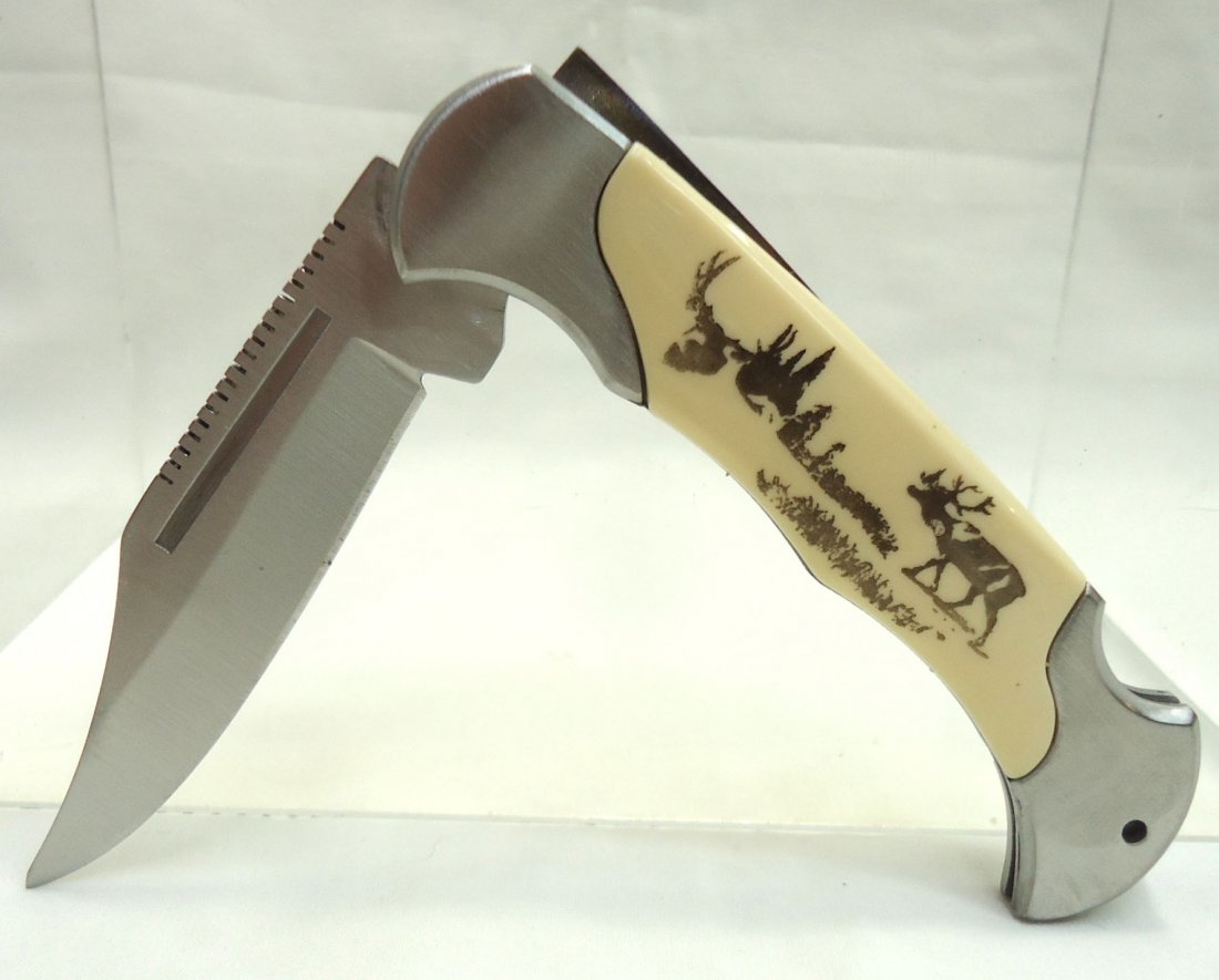 4 1/4" Deer Handle Folding Knife (1 of 2)