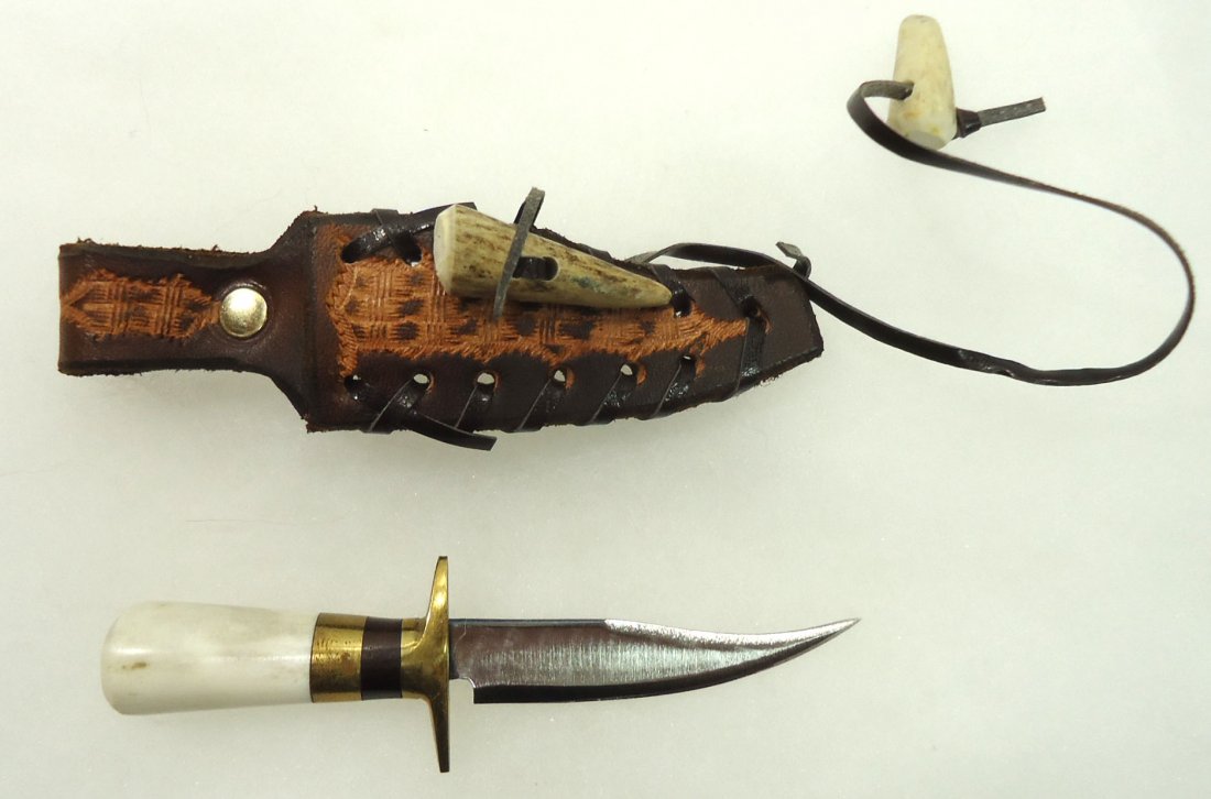 4" Mini Ken Richardson Carved Antler Knife (1 of 3)