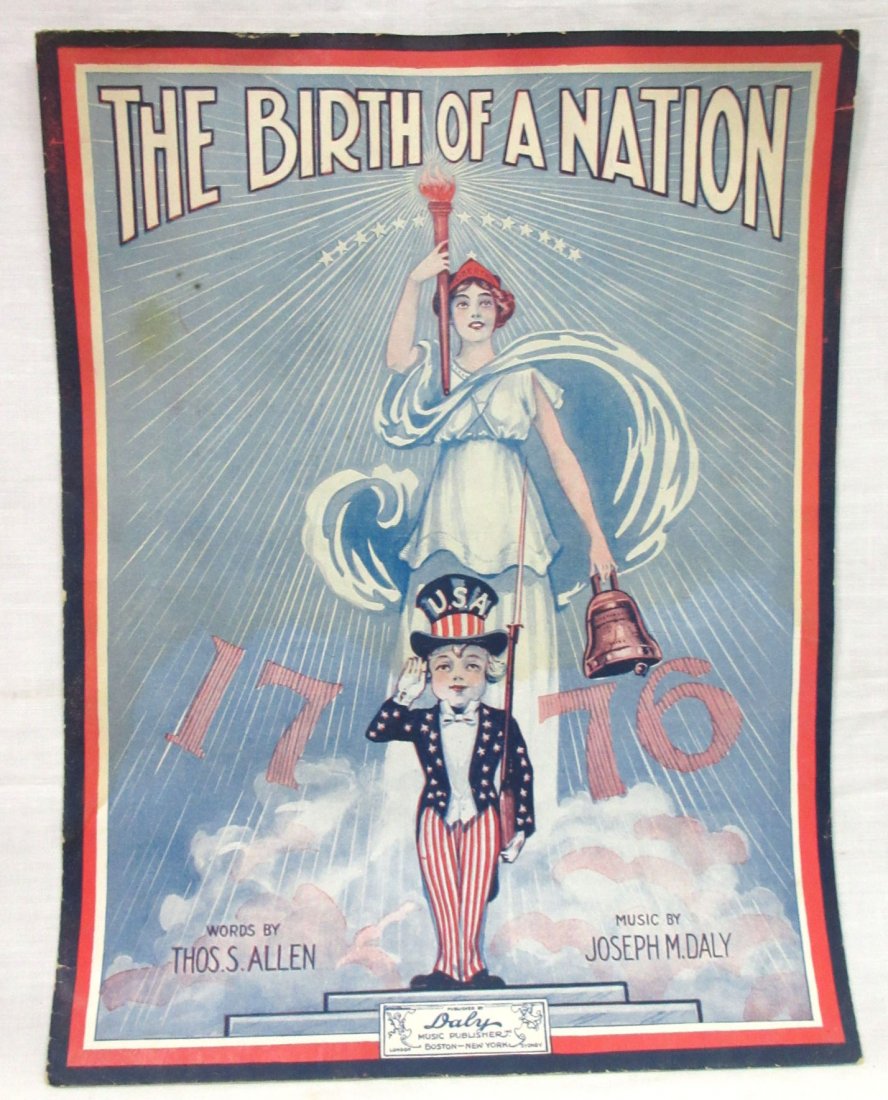 1915 Sheet Music "Birth of a Nation": 13 3/4" x 10 1/2"
