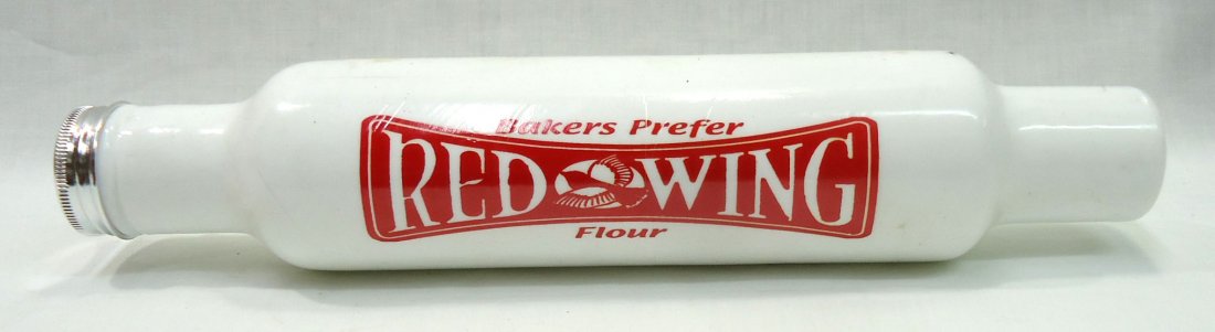 Modern Red Wing Adv. Rolling Pin: 14"L x 3"W