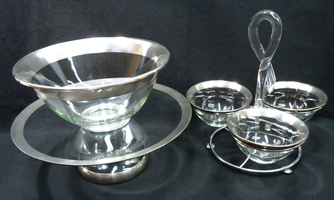 Dorothy Thorpe Cake Stand, Bowl, Tidbit: 13" Cake, 10" Bowl, 5 1/2" Tidbit