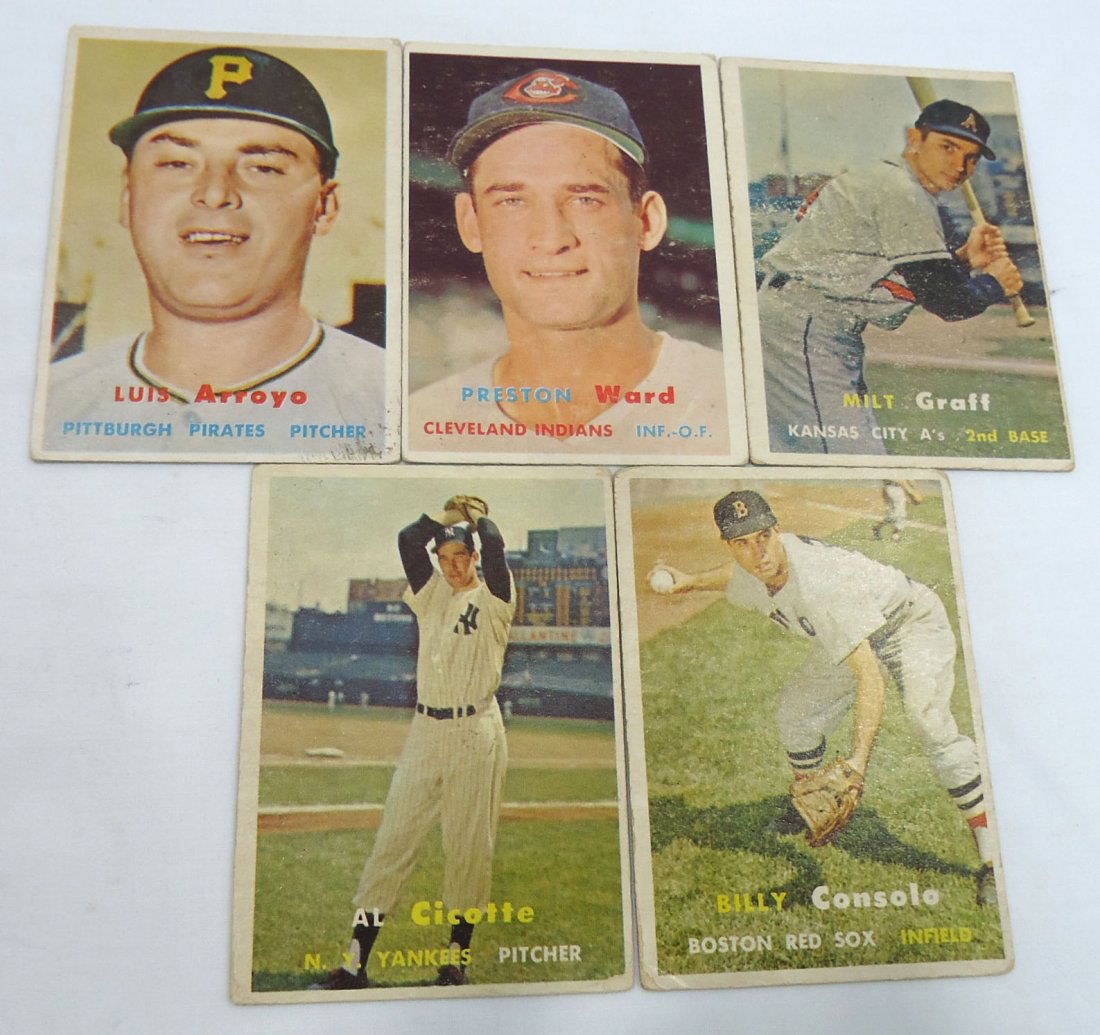 (5) 1957 Topps Baseball Cards: VG