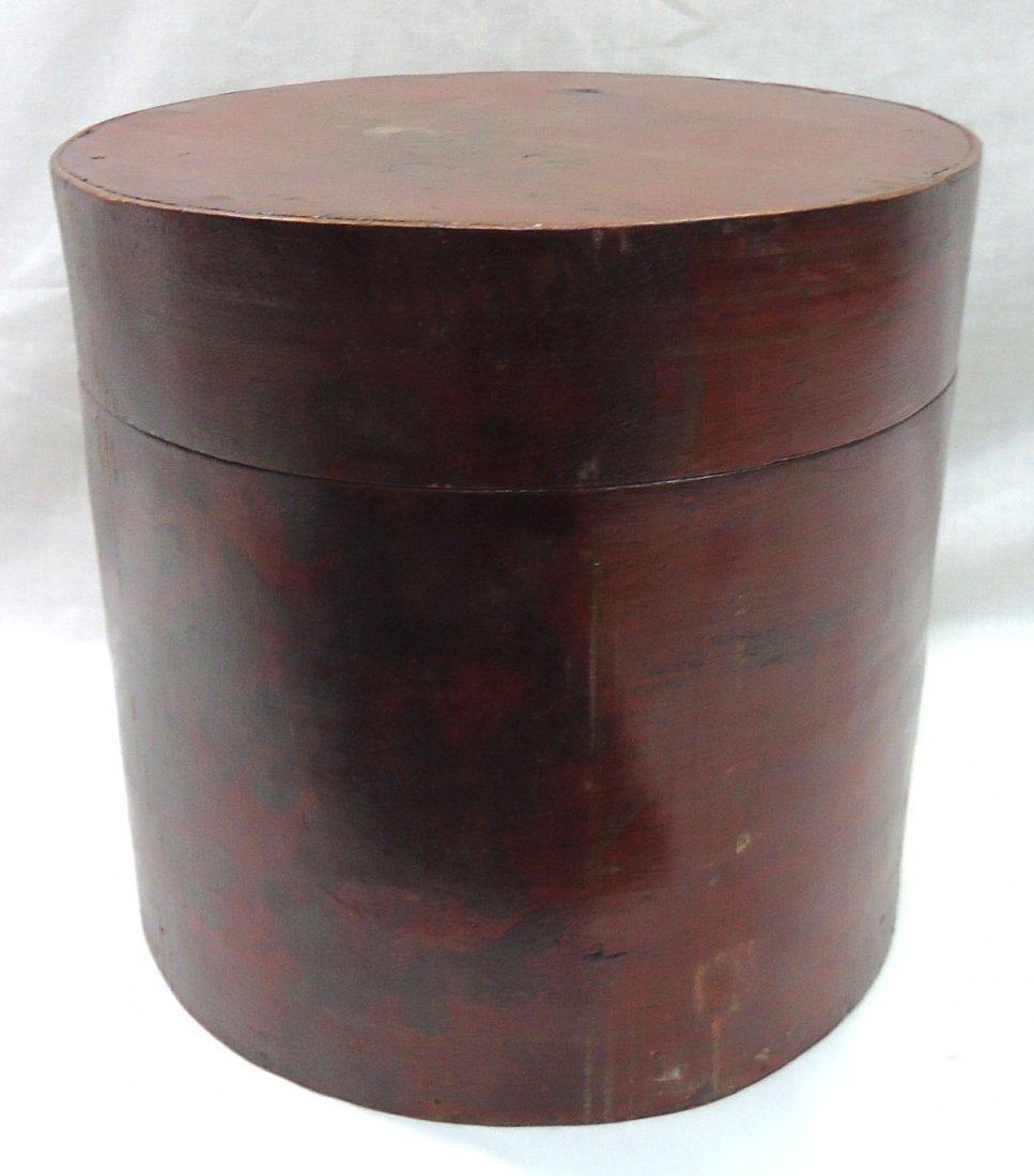 Wooden Hat Box Primitive: 12 1/2"T x 13"W