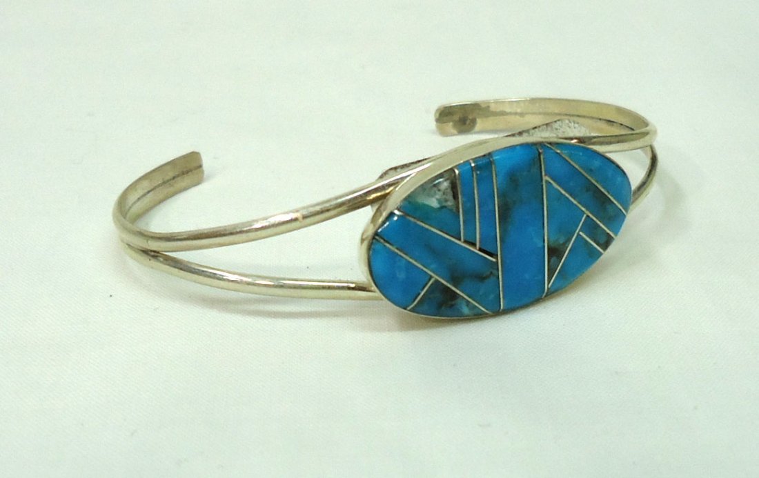 Sterling & Turq. Bracelet: 2 1/4" Opening By Arnold Yazzie