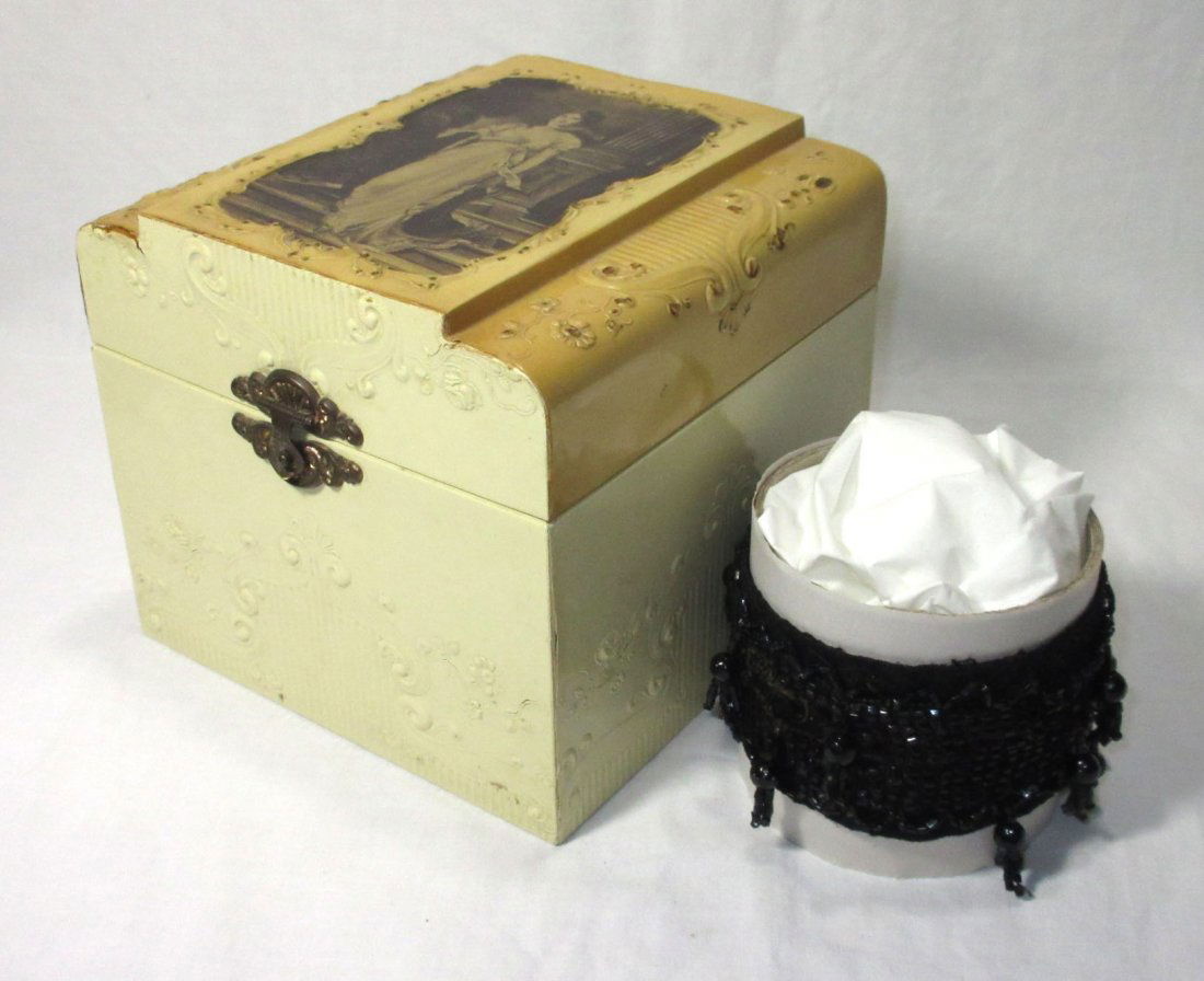 Edwardian Celluloid Collar Box w/ Beaded Collar (1 of 9)