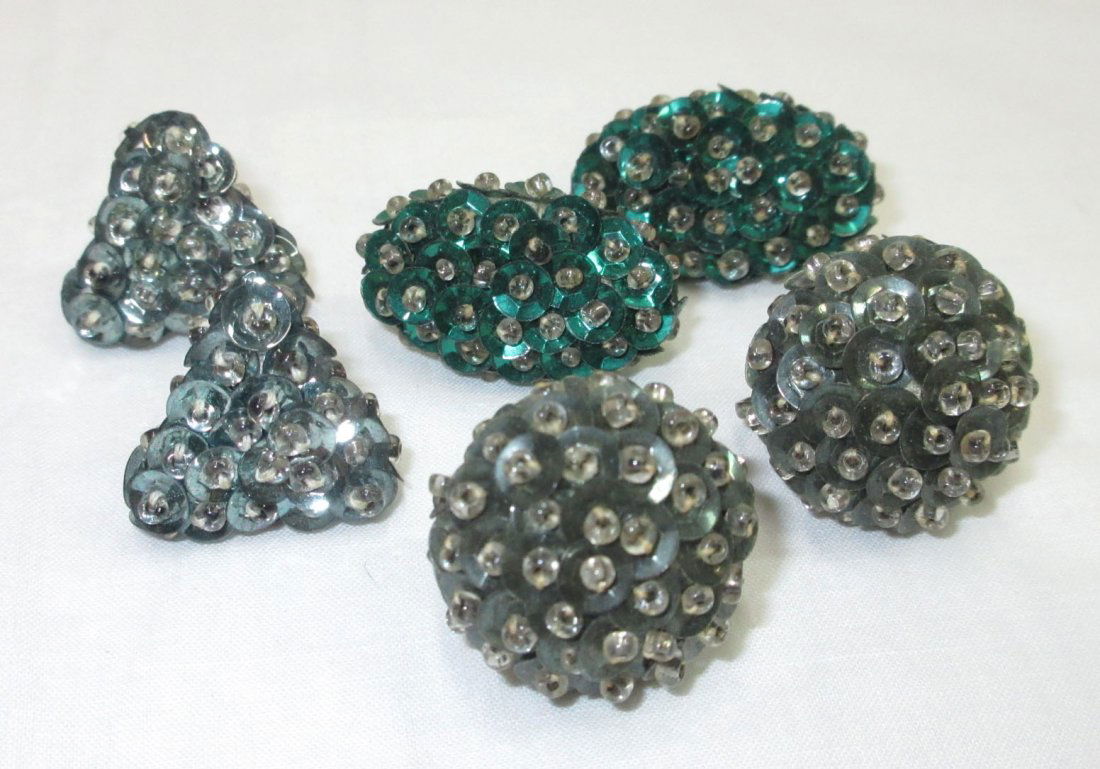 3pr.'s Sequined 1930's Earrings (1 of 4)