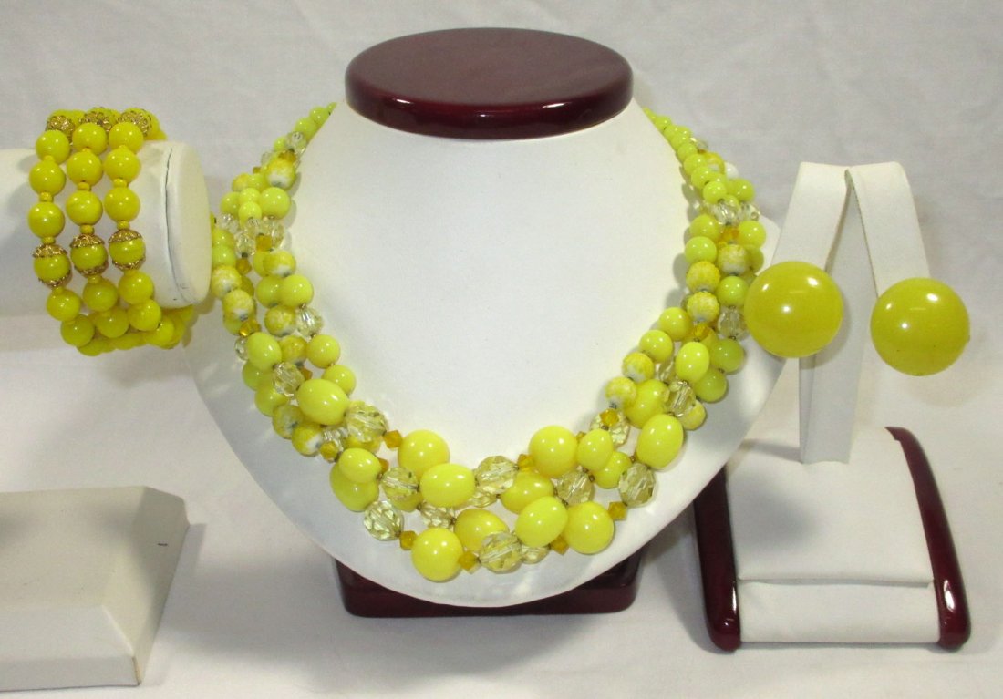 Quality Sunny Yellow Glass Bead Neck/Brac/Earr (1 of 7)