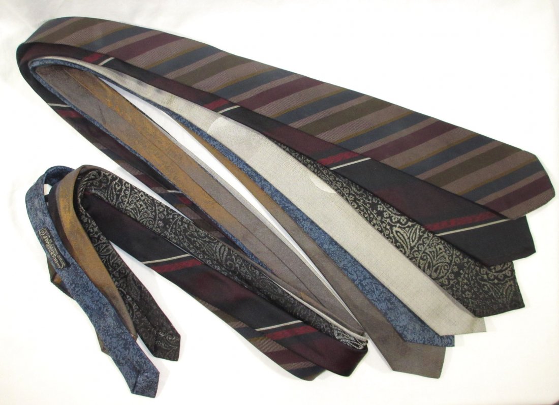 100% Silk 1950's - 6pc Men's Ties: Inc. Mrkd. Italy, Regal, Beau Brumell & John Norman 2 1/4" to 3"