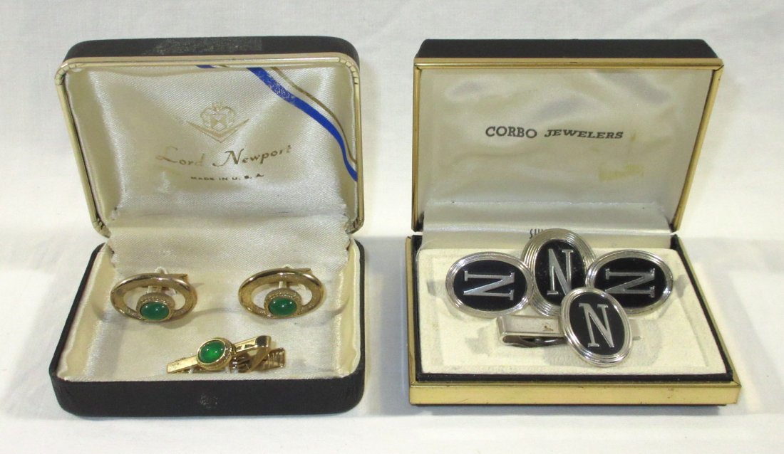2 Boxed Pr.'s Men's Cuff Links & Tie Clips (1 of 4)