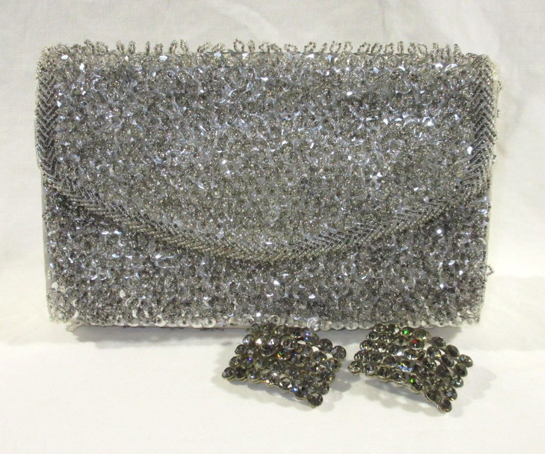 Handmade Silver Bead Evening Bag & Shoe Clips (1 of 7)