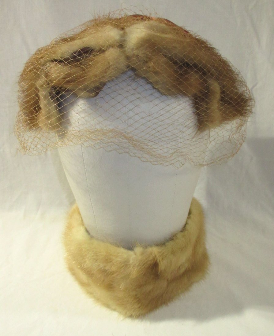 Genuine Mink Half-Crown Cocktail Hat & Collar (1 of 7)