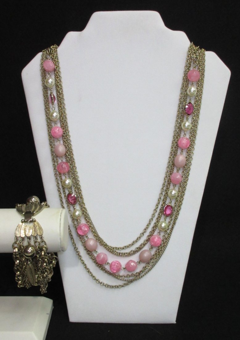 7 Strand Chain/ Beaded Necklace & Krammer Brac (1 of 4)