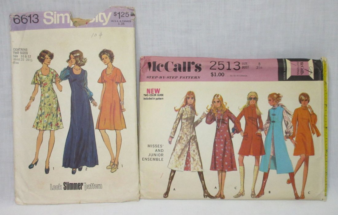 Vtg. 1970's Dress Pattern's, Bust 31 1/2-34" (2pc) (1 of 3)