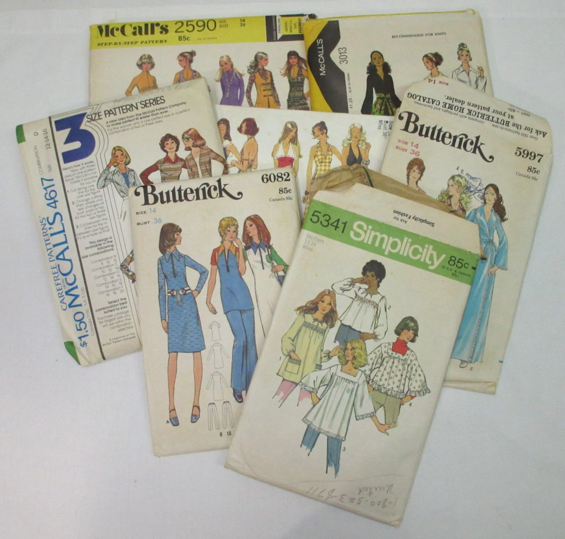 7 Vtg. 70's Bust 36" Variety of Dress Patterns (1 of 5)
