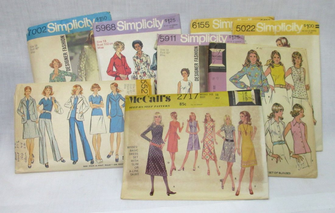 8 Vtg 70's Cocktail & Dress Patterns, Bust 40" (1 of 6)