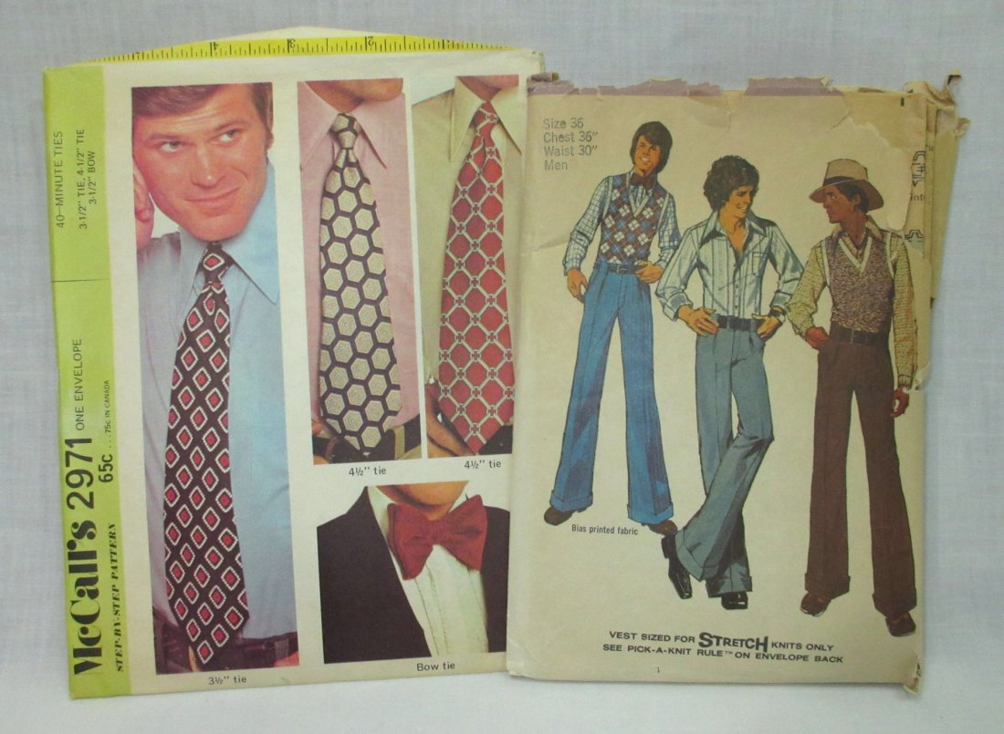 2 Men's 70's Vtg Patterns. Chest 36" (1 of 3)