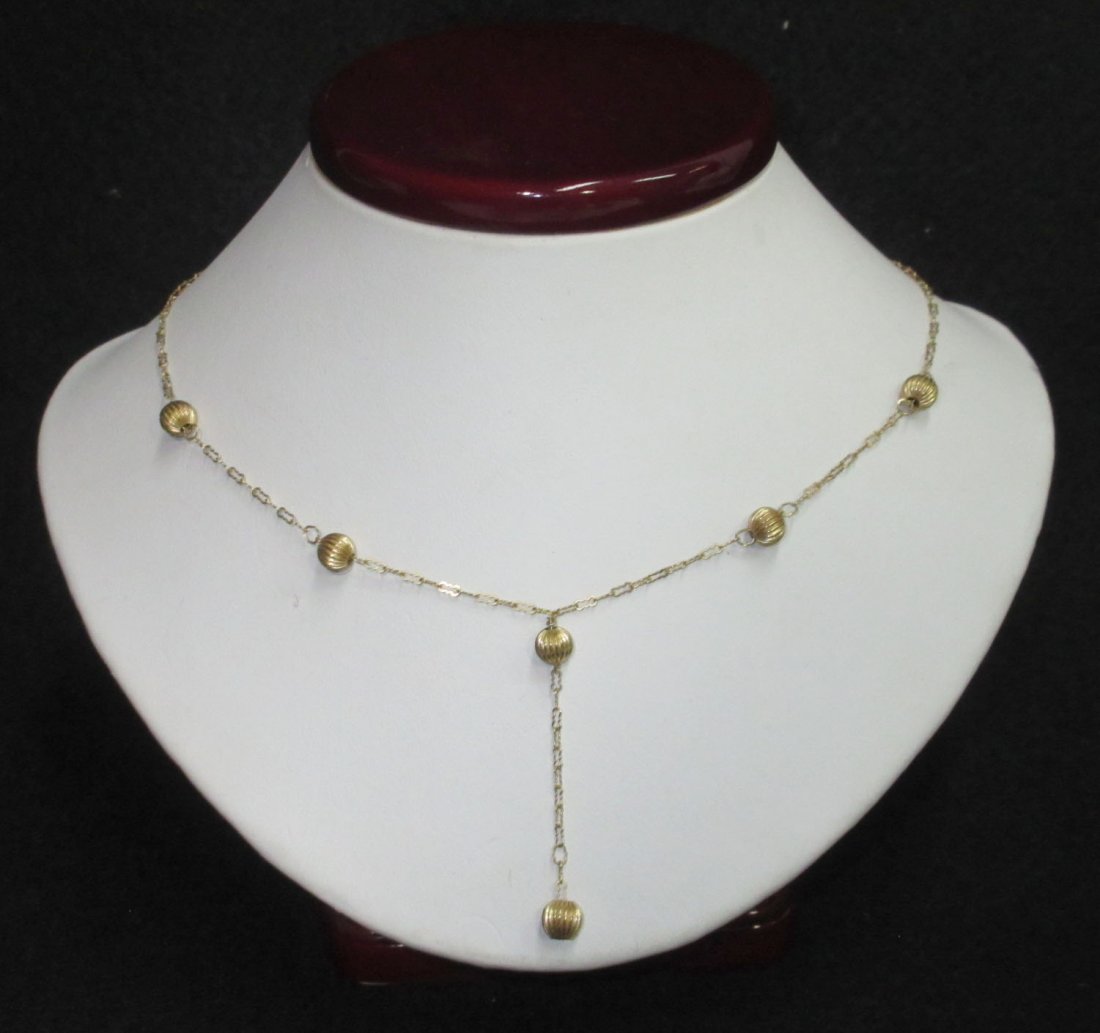 14kt Delicate Chain & Ball Necklace (1 of 3)