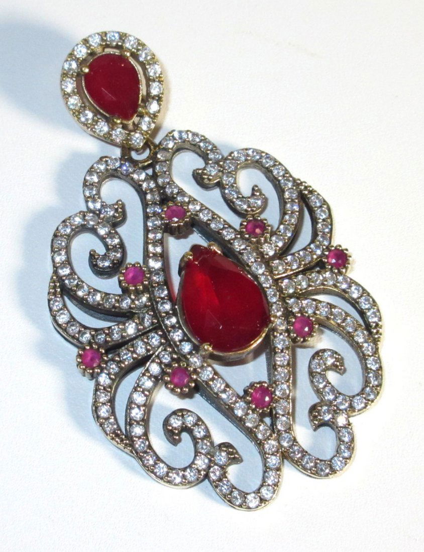 Sterling, Ruby, & Marcasite Pendant (1 of 4)