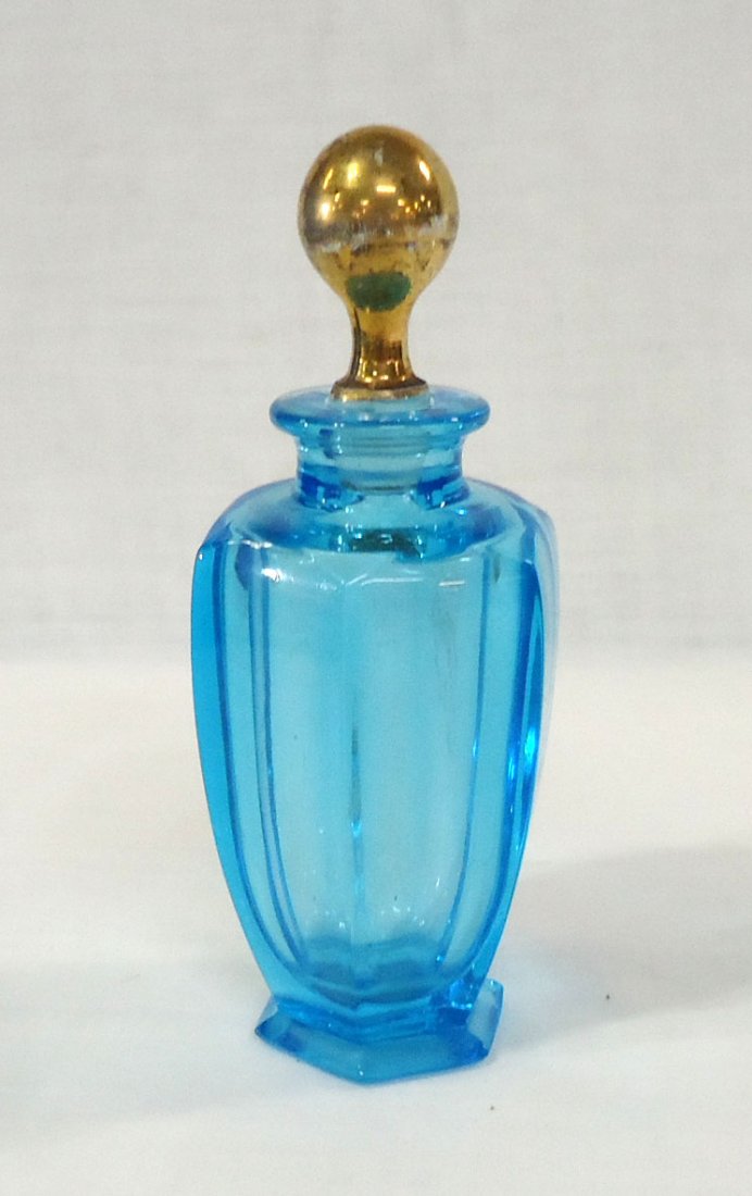 Blue Perfume Bottle: 5 1/8"T x 2 1/2"W