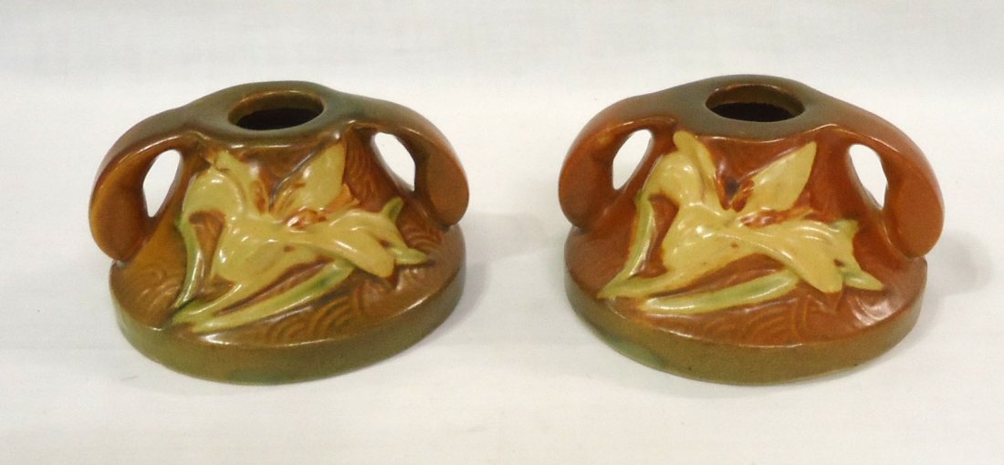 Pr. Roseville Pottery Candlesticks (1 of 2)