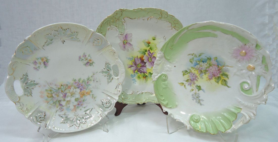 3- H.P. Cake Plates ( 2- R.S. Prussia) (1 of 9)