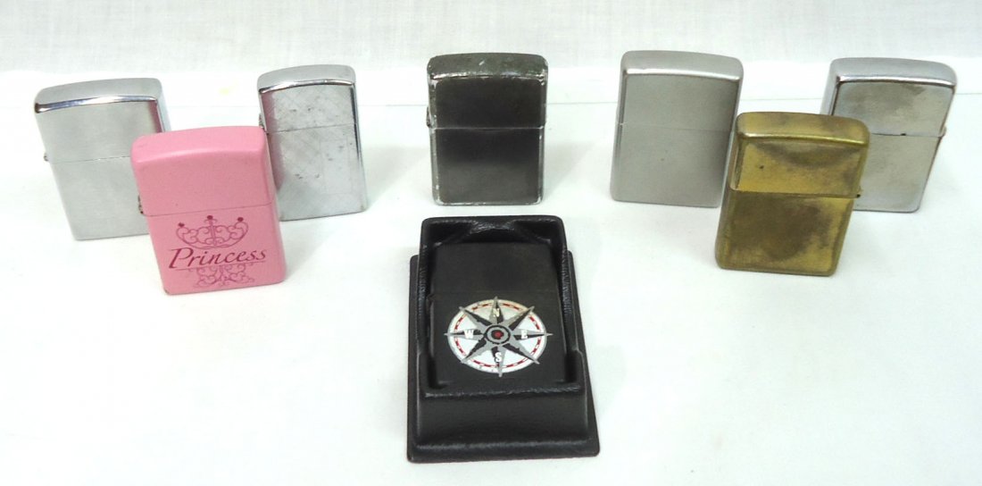 8- Zippo Lighters: All Approx. 2 1/2"