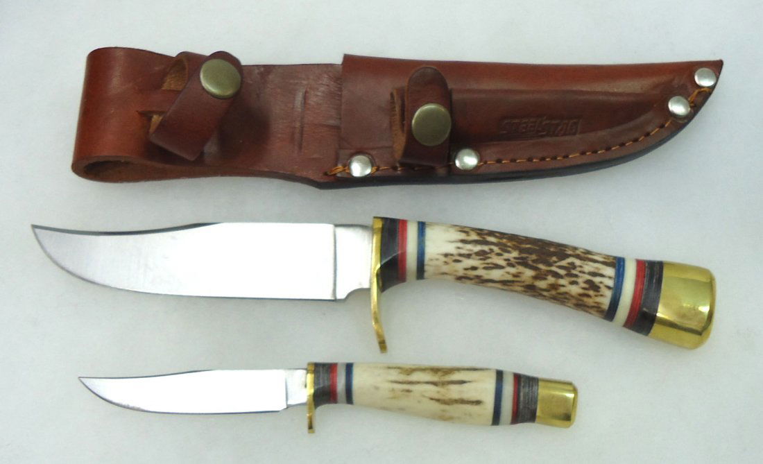 Dbl. Stag Handle Hunting Knife Set (1 of 2)