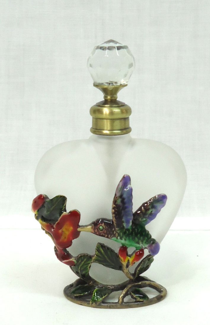 Perfume Bottle w/ Enameled Hummingbird (1 of 3)