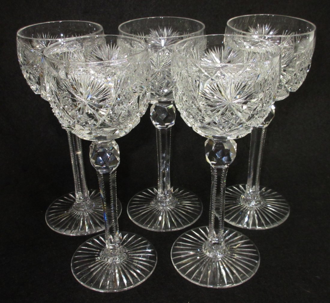 5 ABP Cut Glass Stems: 7"T x 2 3/4"