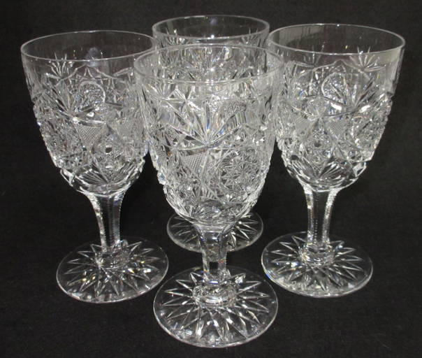 4 Abp Cut Glass Goblets