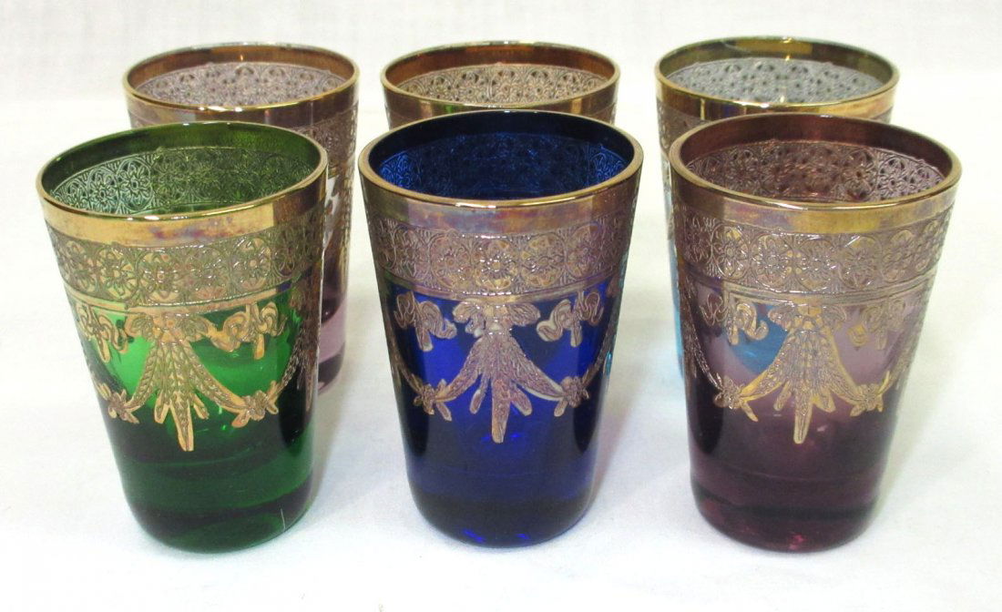 Moser Attr. Set Of 6 Gold Decorated Glasses (1 of 4)